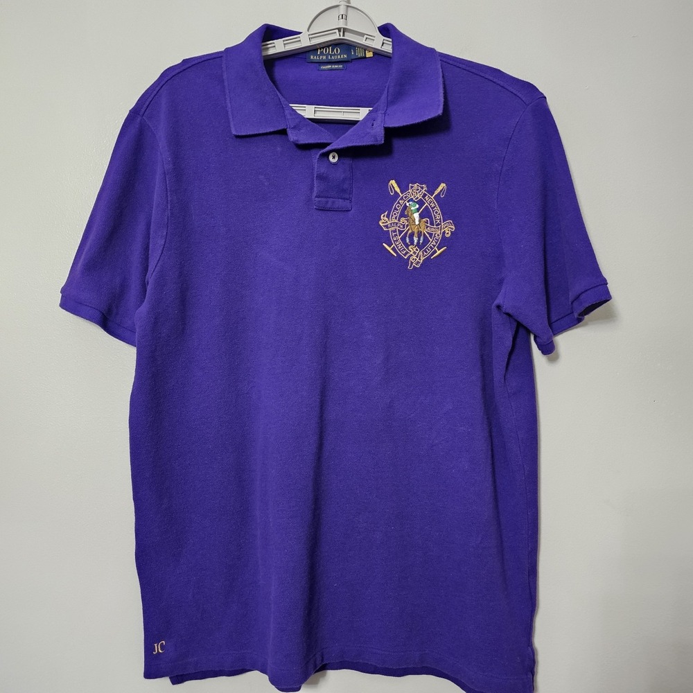 Polo Ralph Lauren Shirt Men's‎ Size Large Big Pony New York Crest Purple